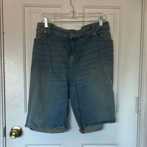 Torrid Blue Jean Shorts with Distressed Hem